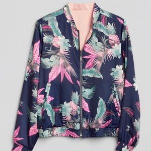 GAP Reversible Floral Print Bomber Jacket